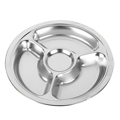 Stainless Steel Round Four Compartment Plate/ Tray