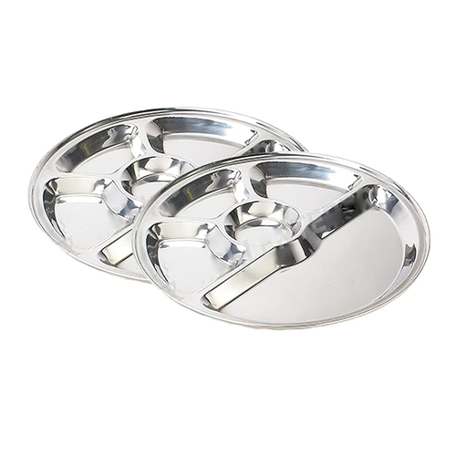 Stainless Steel Round Shape Five Compartment Plate