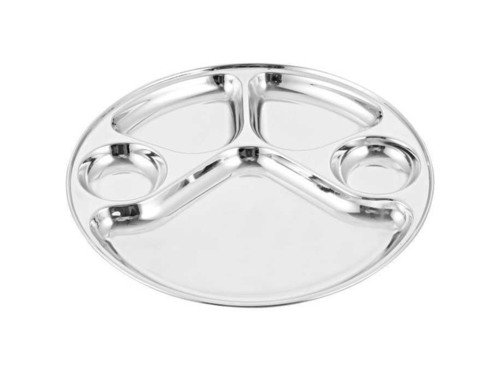 Stainless Steel Smiley Round Five Compartment Plate / Tray