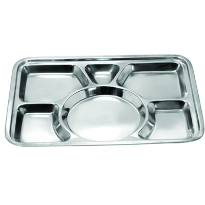 Designer Stainless Steel Square Six Compartment Plate