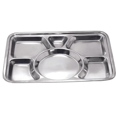 Stainless Steel Square Six Compartment Plate