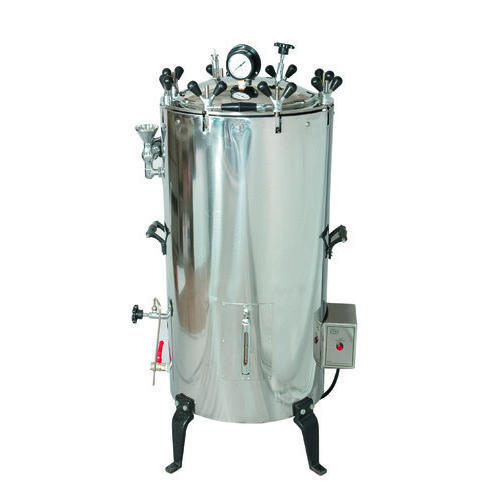 Vertical Autoclave Double Wall - Inner Stainless Steel, Outer Mild Steel , Adjustable Pressure 10 to 20 psi, Digital Temperature Indicator, Automatic Low-Water Cut Off