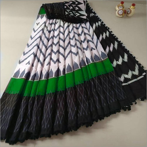 Designer Cotton Pompom Saree