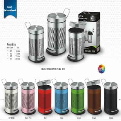 Stainless Steel Colored And Printed perforated Pedal Dustbin