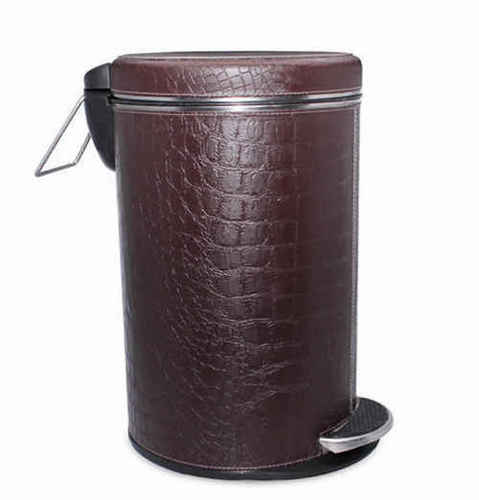 Stainless Steel Leather Pedal Dustbin