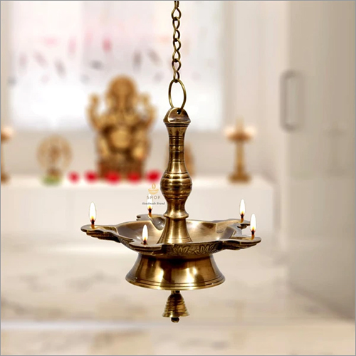 Durable Panchmukhi Brass Hanging Diya With Hanger And Bells
