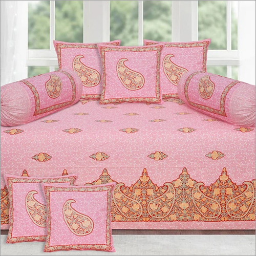 Pink Traditional Gumbad Design Set 5 Cushion Cover + 2 Bolster Cover Application: Household