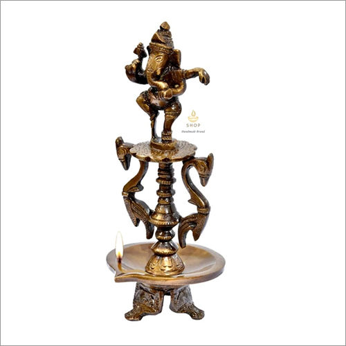 Kratidecor Ethnic Indian Handcrafted Brass Dancing Ganesha Temple