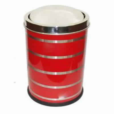 Stainless Steel Colored Silver Lining Swing Dustbin