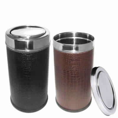 Stainless Steel Leather Swing Dustbin