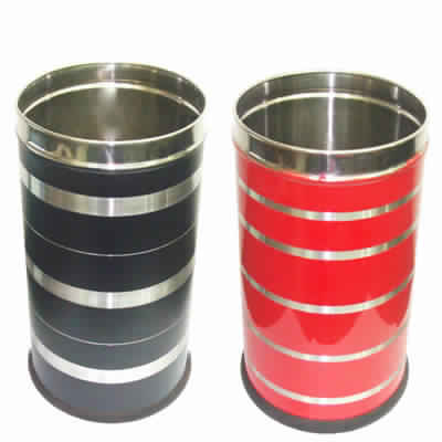 Stainless Steel Colored Silver Lining Open Dustbin