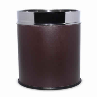 Stainless Steel Leather Open Dustbin