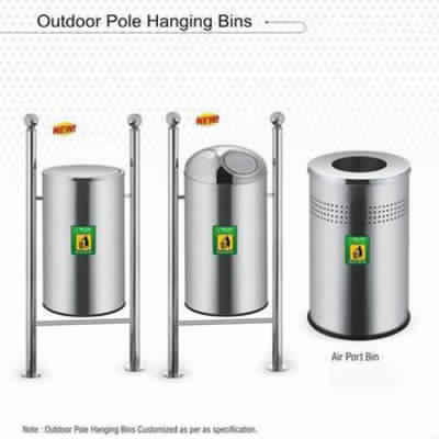 Industrial Stainless Steel Pole Dustbin