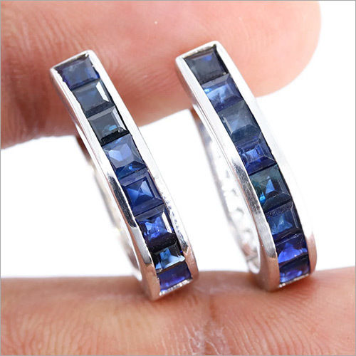 Natural Blue Sapphire Earrings , Latch Back Earrings