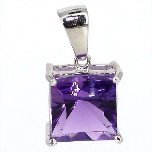 Natural Amethyst 18K white gold pendent, White Gold Pendant , Handmade Gold pendent