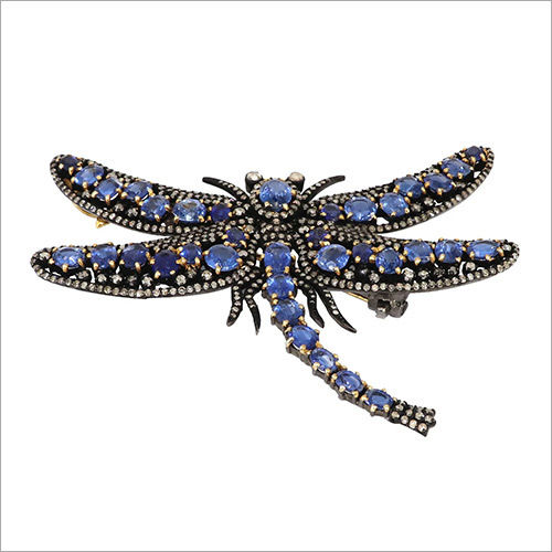 Exclusively Designed dragon fly vintage replica Brooch cum pendent set with Kynite and Diamonds