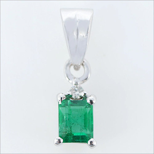 Vintage Sterling Silver Emerald Diamond Pendant By SWARNGANGA JEWELLERS