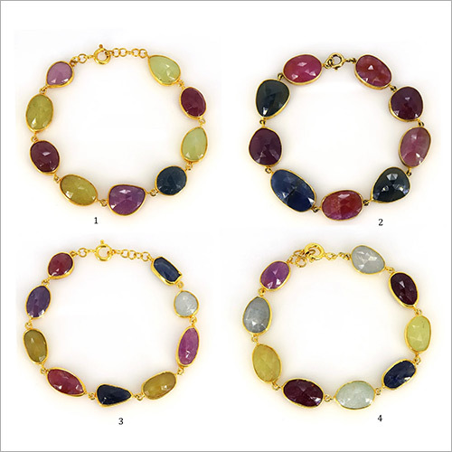 Multi Color Natural Sapphire Gemstone Bracelet By SWARNGANGA JEWELLERS
