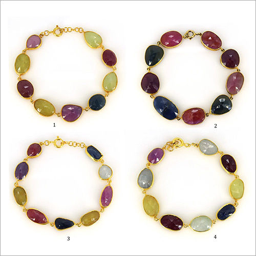 Multi Color Natural Sapphire Gemstone Bracelet