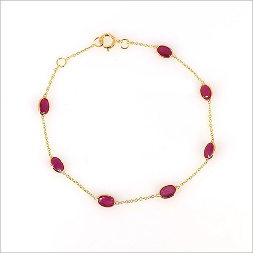 18k gold Ruby bracelet, natural Ruby, handmade bracelet, ruby bracelet By SWARNGANGA JEWELLERS