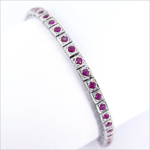 Ruby Silver Bracelet, 925 Sterling Silver Bracelet, Ruby Gemstone Bracelet