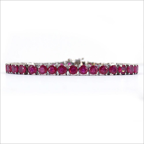 925 Sterling Silver Bracelet, Ruby Gemstone Bracelet, July Birthstone Bracelet