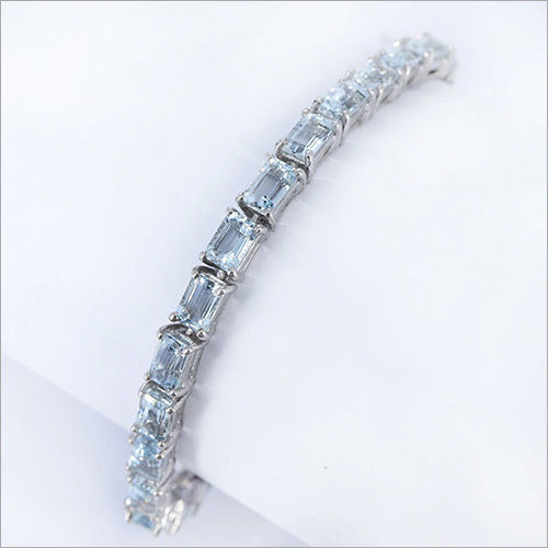 Tennis Bracelets, Natural Aquamarine Bracelet, Gemstone Bracelets, 925 Sterling Silver