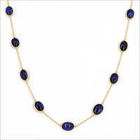 Natural Kyanite Gemstone Chain Necklace -18k Solid Yellow Gold-blue Color Bracelet Chain