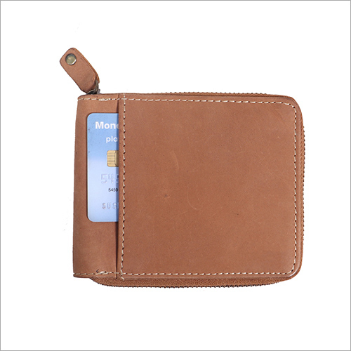 Round Chain Brown Leather Wallet