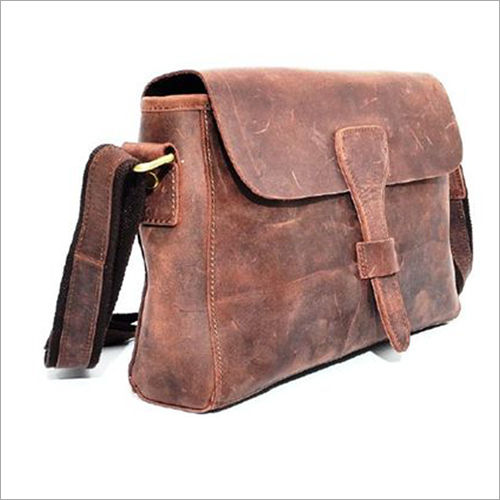 Brown Rugged Leather Messenger Bag