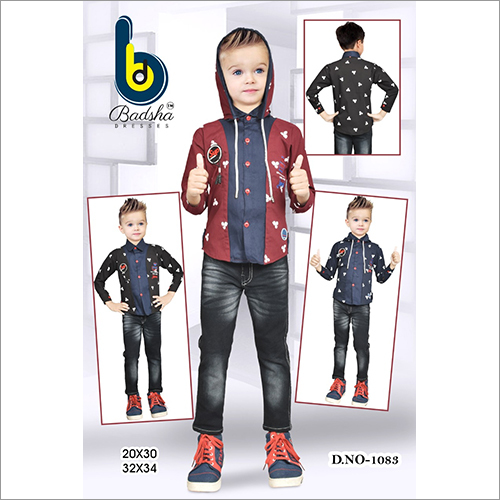 Boys Hooded Fancy Shirt And Pant