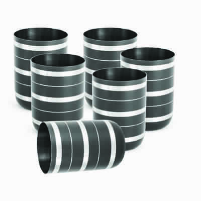 Stainless Steel Black Colored Silver Lining Glass Set