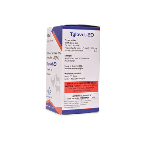 Tylosin Tartrate 20% Injection I P Vet