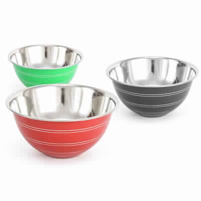 Stainless Steel Multicolored Silver Lining Mixing Bowl Set