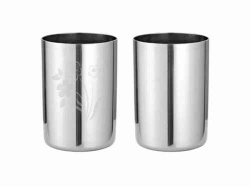 Stainless Steel Amarapali Plain/Laser Glass Set