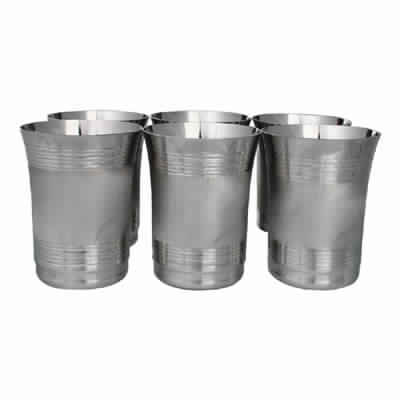 Set of 6 Stainless Steel Water Glass