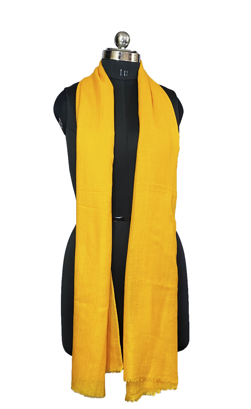 Pashmina Fine Wool Plain Yellow Unisex Scarfs