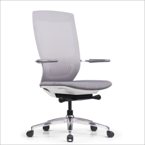 Sleek White High Back Swivel Chair with Adjustable Headrest