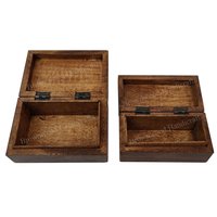Mango Wood Carved Box Set Of 2