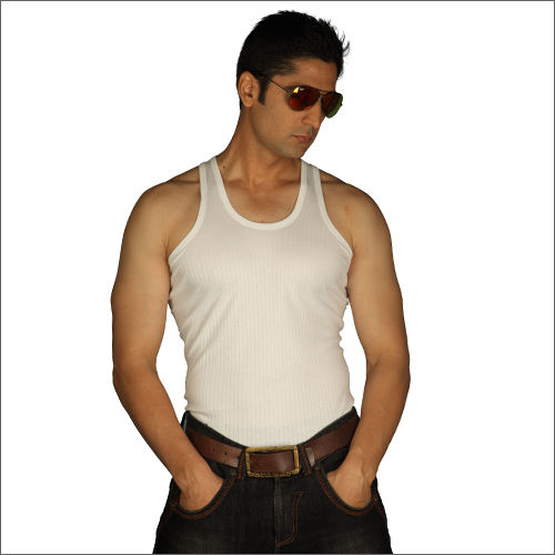 White Mens Super Rib Vest