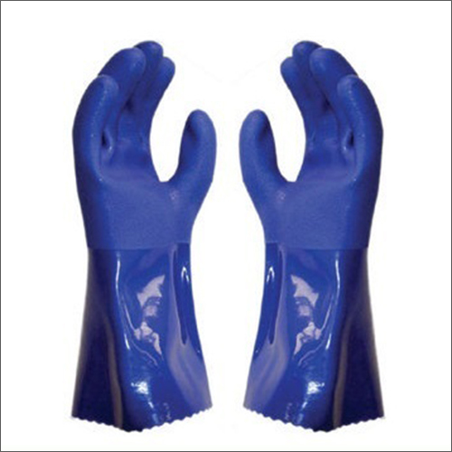 Blue Pvc Supported Safety Hand Gloves