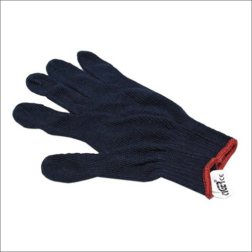 Navy Blue Cotton Knitted Safety Hand Gloves