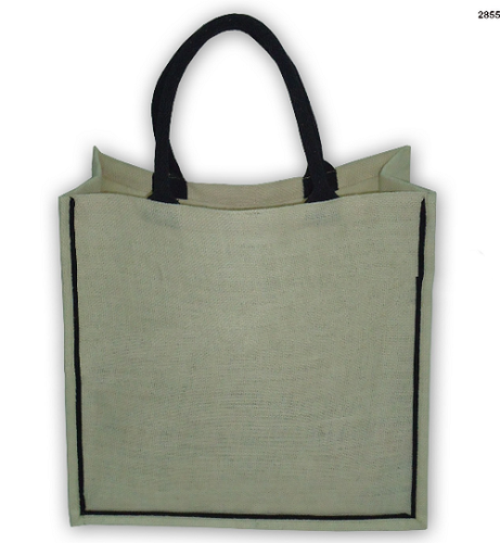 PP Laminated Jute Shopping Bag With Padded Rope Handle