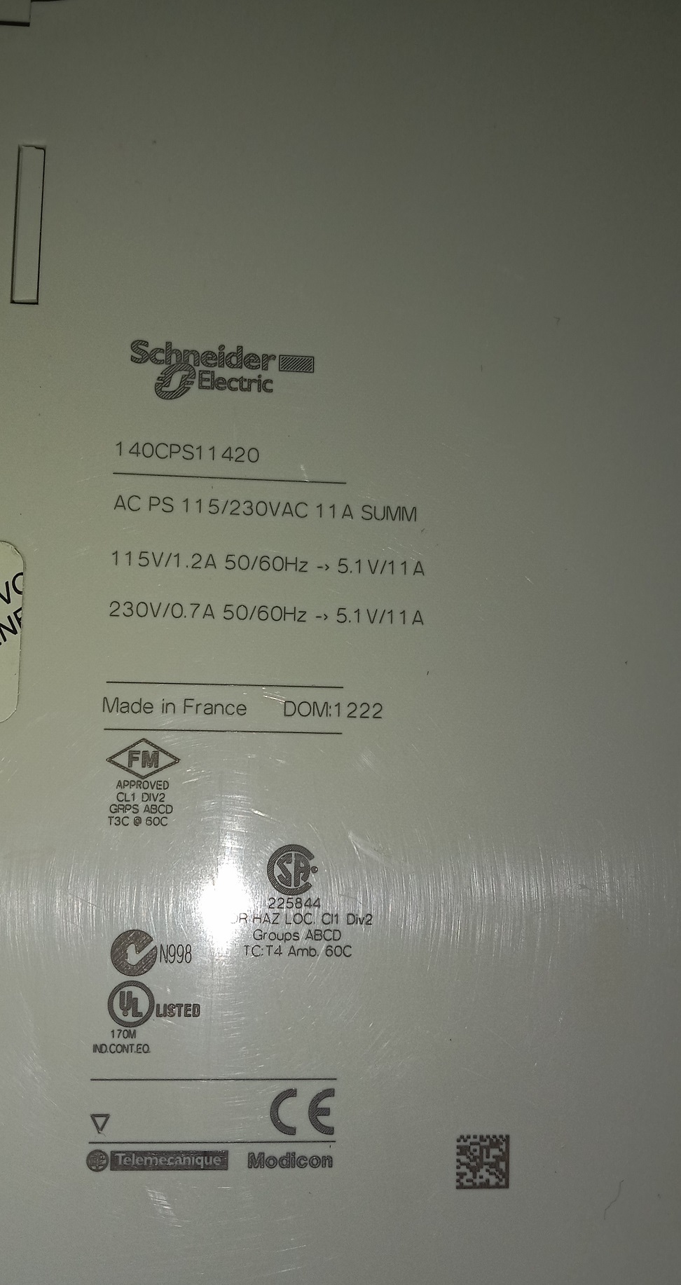 SCHNEIDER ELECTRIC POWER SUPPLY 140CPS11420