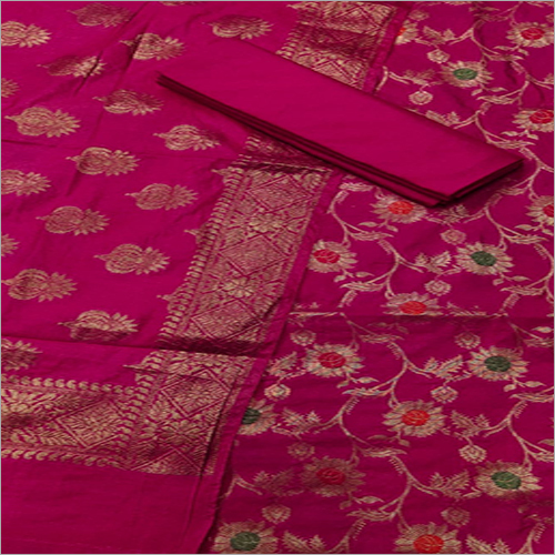 Banarasi Katan Silk Unstitched Suits With Dupatta