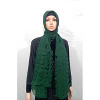 Islamic Hijab - Chiffon, 70x70 Cm, Green | Hand Wash, Embroidered Style