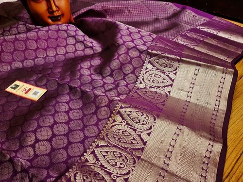 kanjivaram pure silk saree silver jery