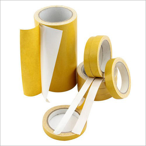 White With Yellow Liner Double Sided Cloth Tape