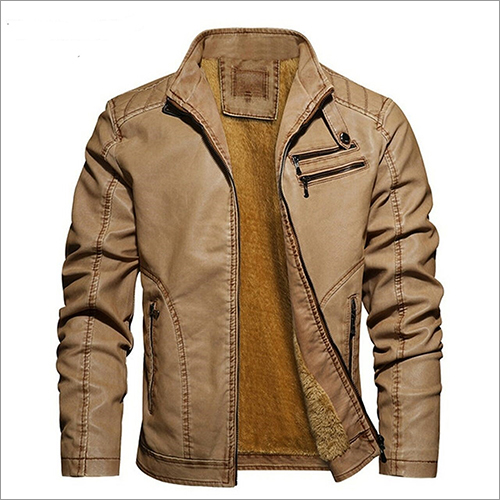 Brown Mens Full Sleeve Leather Jacket