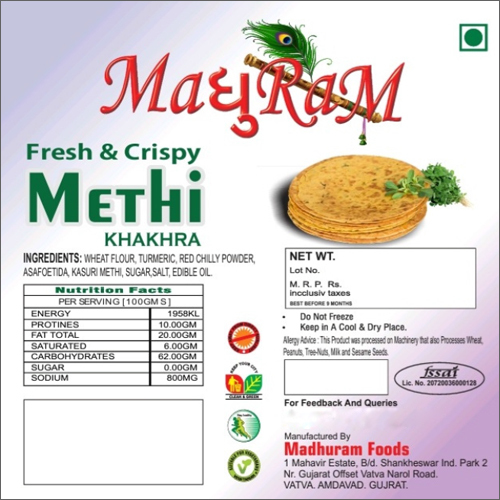 It'S Healthy Product Fresh And Crispy Methi Khakhra